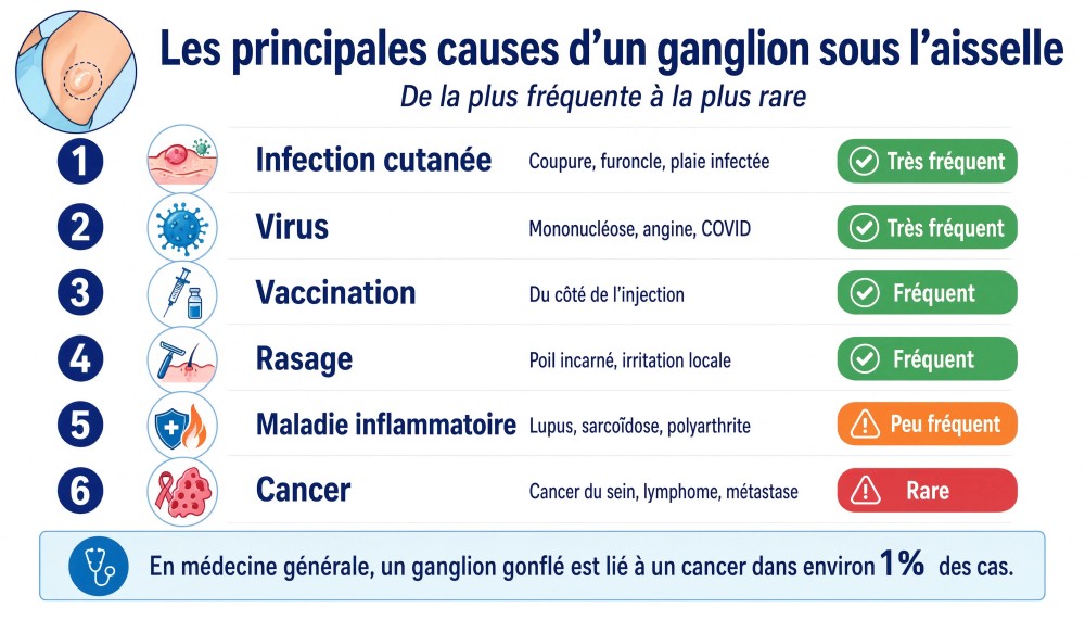 Infographie ganglion aisselle